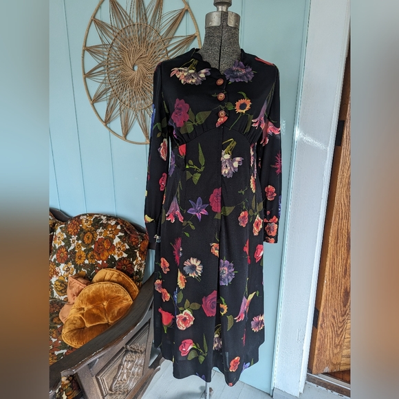 Vintage Floral Asian Dress - Picture 1 of 8